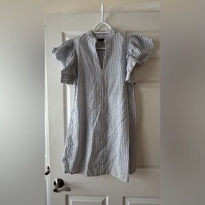 BCBGMaxAzria Black and White Ruffle Sleeve Mini Dress